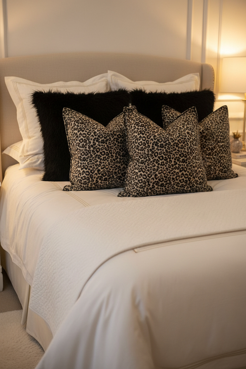 Harlequin designer velvet in leopard print 40x 40 cm cushion cover Handmade in the UK