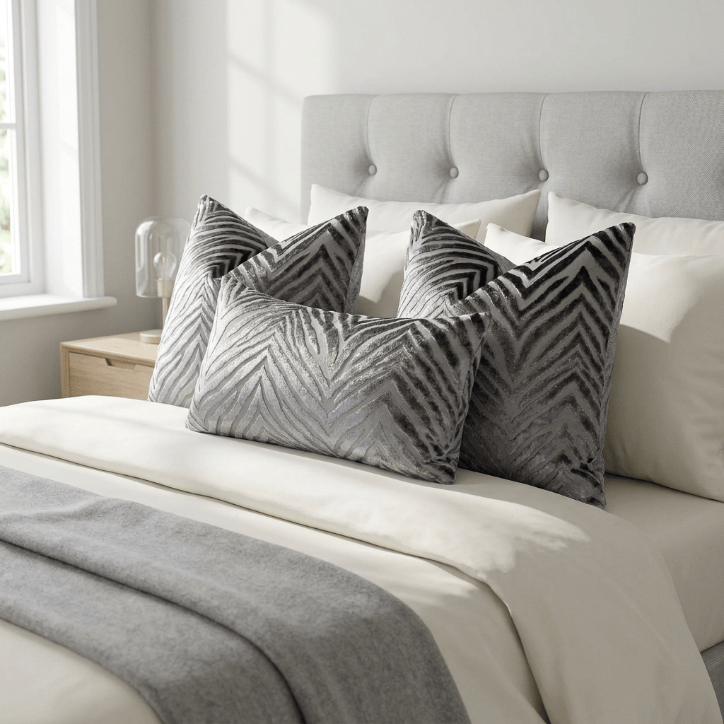 Silver/Grey Zebra Cushion Cover in Prestigious Textiles Fabric - Cushions Galore