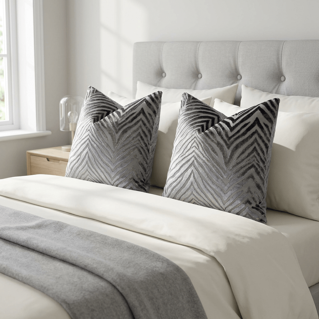 Silver/Grey Zebra Cushion Cover in Prestigious Textiles Fabric - Cushions Galore